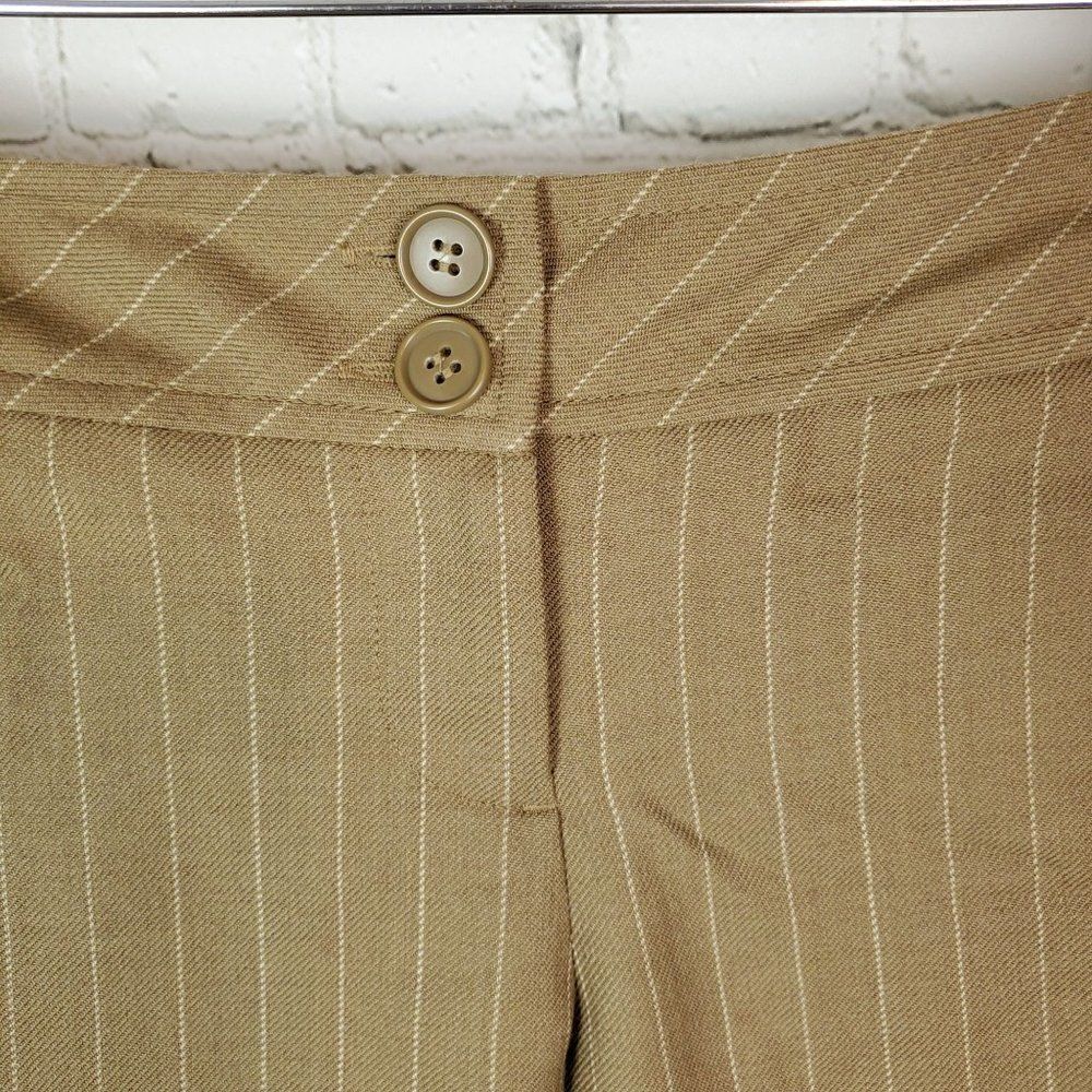 Ann Taylor Loft Marisa Cropped Pant Dress Brown Wool Blend Size 2P Striped - Picture 2 of 12